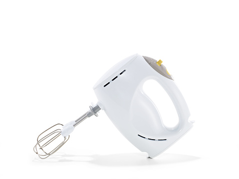 Still life shot of a electric mixer on white background