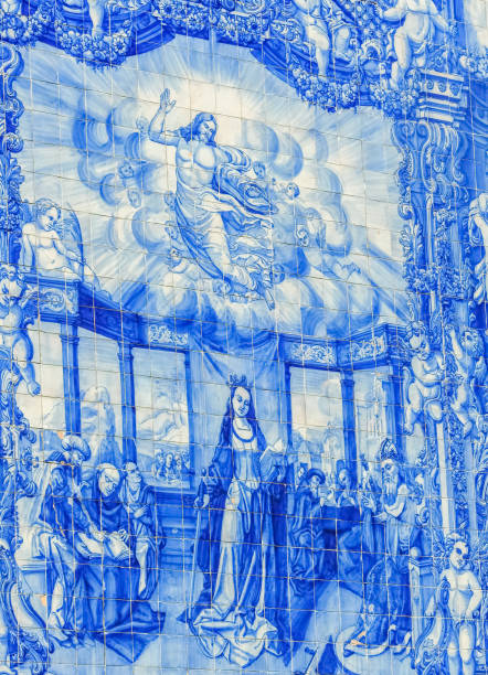 Portuguese blue tiles art (azulejos) stock photo