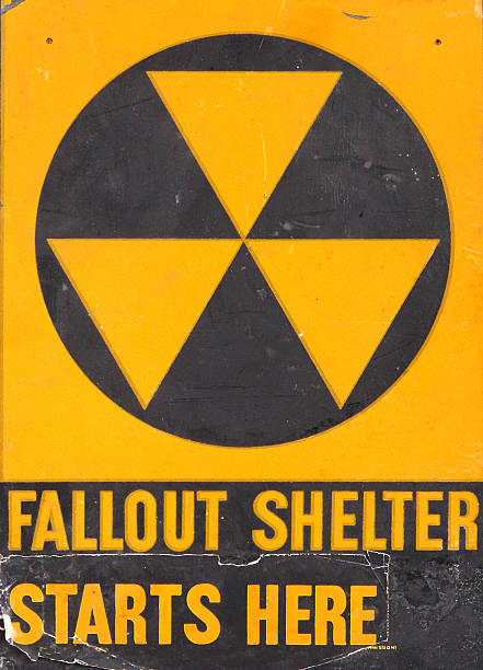Authentic fallout shelter sign stock photo