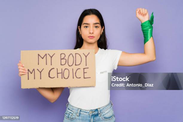 Feminist Woman In Favor Of Abortion Stock Photo - Download Image Now - Abortion, Protest, Choice