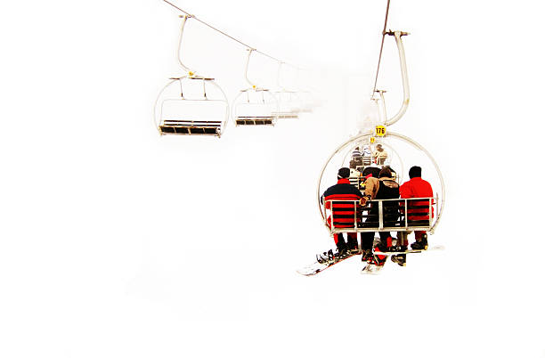 cableway in snow stock photo