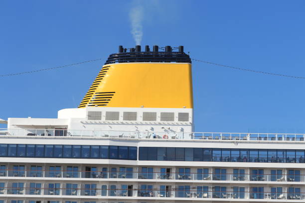 Spirit of Adventure Saga Cruises IJmuiden, The Netherlands - october 8th, 2021:  Spirit of Adventure Saga Cruises, detail of funnel ship funnel stock pictures, royalty-free photos & images