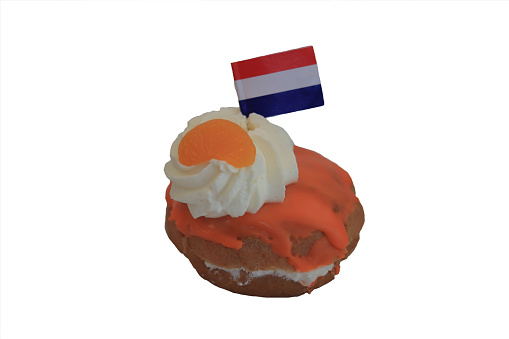 Orange confectionery with Dutch flag to celebrate King's Day on April 27th. Orange is the national color in the Netherlands