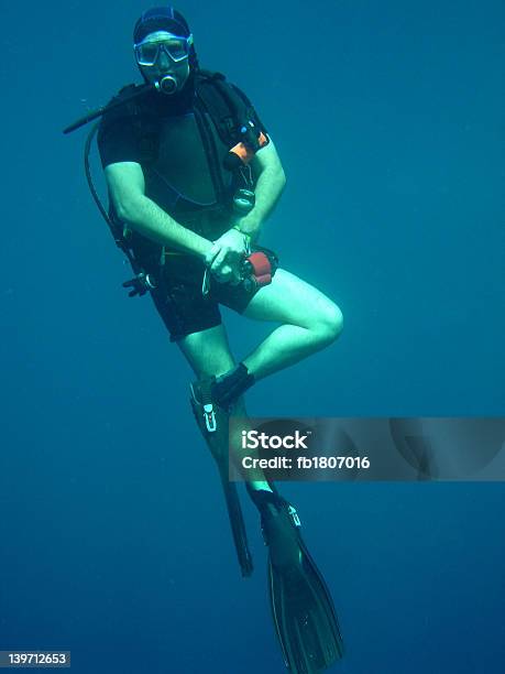 Relaxed Diver Stock Photo - Download Image Now - Air Pump, Blue, Deep