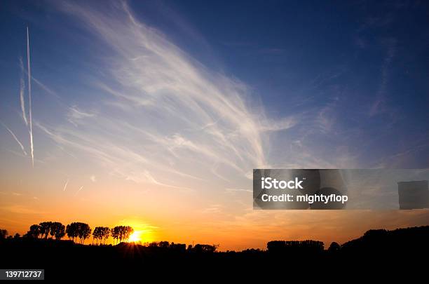 Pôr Do Sol Atrás Das Árvores - Fotografias de stock e mais imagens de Anoitecer - Anoitecer, Ao Ar Livre, Beleza