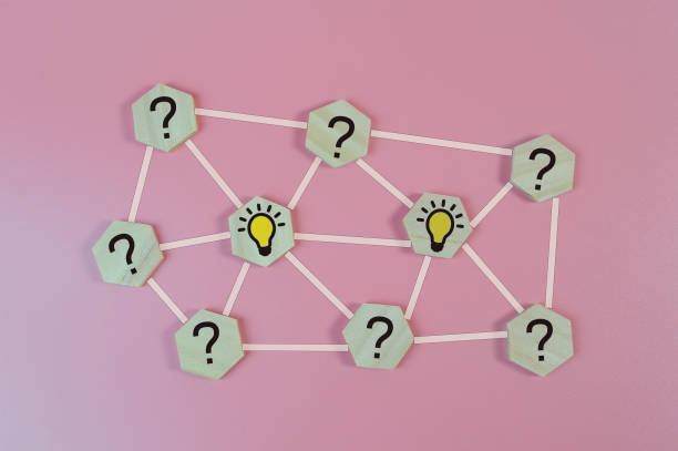 istock Wooden block with question mark and light bulb symbols linked to each others. 1397127697
