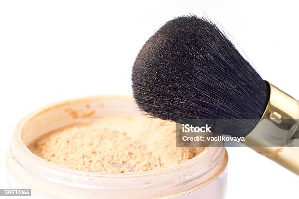 Black Make Up Brush And Foundation Powder Stock Photo - Download Image Now - Adult, Animal Body, Arranging