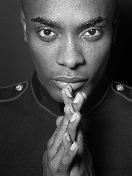 istock African American Military Marine in Meditative Pose 139713286