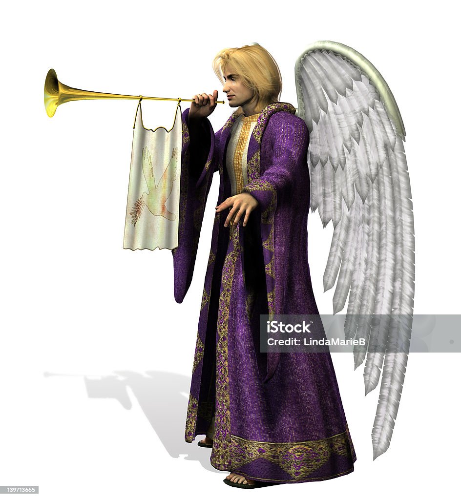 Angel Gabriel - with clipping path 3D render of the angel Gabriel - side view. Archangel Gabriel Stock Photo