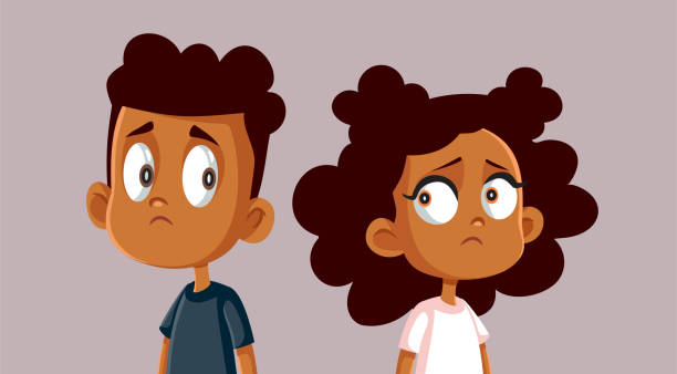 illustrations, cliparts, dessins animés et icônes de petite fille et garçon contrariés l’un contre l’autre illustration de dessin animé vectoriel - forgiveness