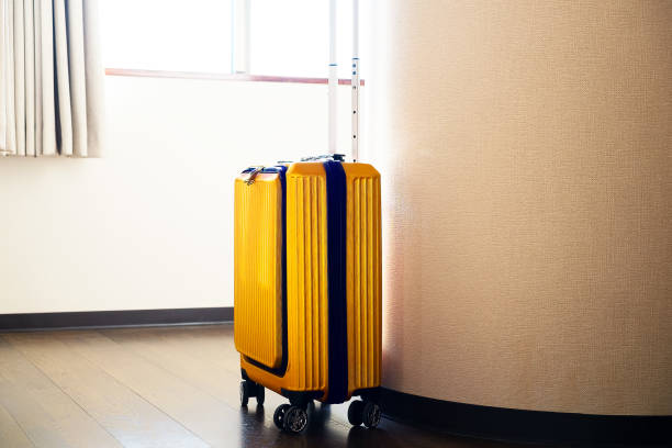 istock Yellow travel bag and indoor scenery 1397138364