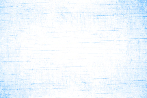A horizontal vector illustration of textured gradient textured bright light blue and white backdrop, Smudges, grooves and faint stains or scratches all over with ample copy space, no people and no text. Can be used as wallpapers, textures templates and designs.
