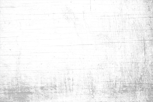A horizontal vector illustration of textured gradient textured bright light grey and white backdrop, Smudges, grooves and faint stains or scratches all over with ample copy space, no people and no text. Can be used as wallpapers, textures templates and designs.