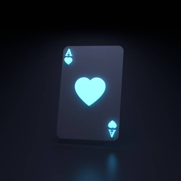 istock Playing card. Casino and gambling concept. Neon element on a black background. 3d render illustration. 1397147206