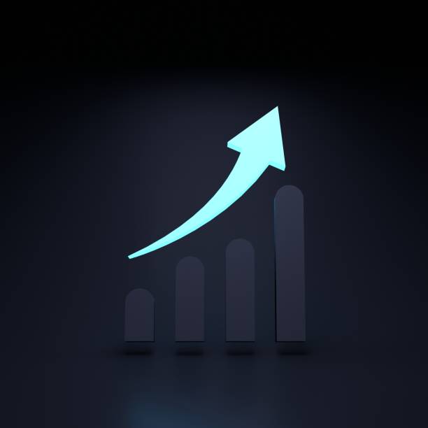 istock Historgama icon. Income growth concept. Neon element on a black background. 3d rendering illustration. 1397147215
