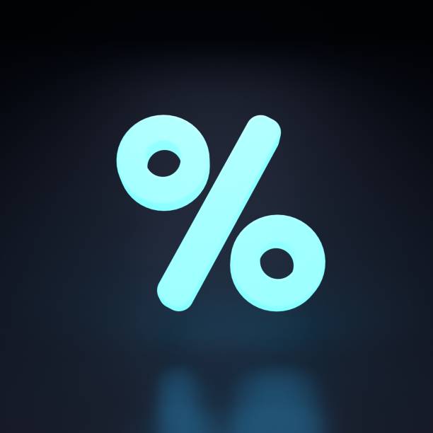 istock Percent sign. Sale concept. Neon element on black background. 3D rendering illustration. 1397147267