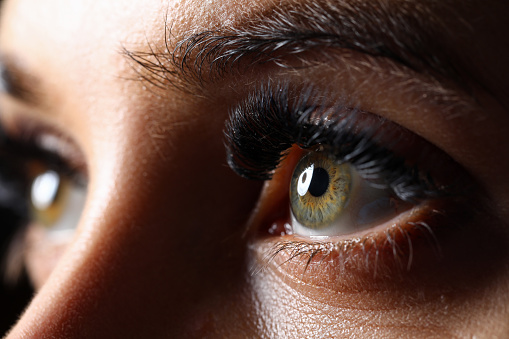 Eye - Iris -Pupil\nPhotograph of an Eye placed on White Backdrop