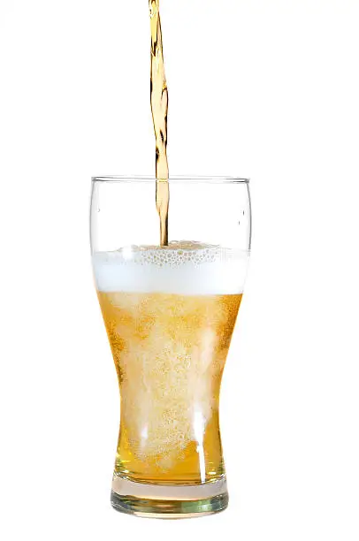 Beer poured into glass