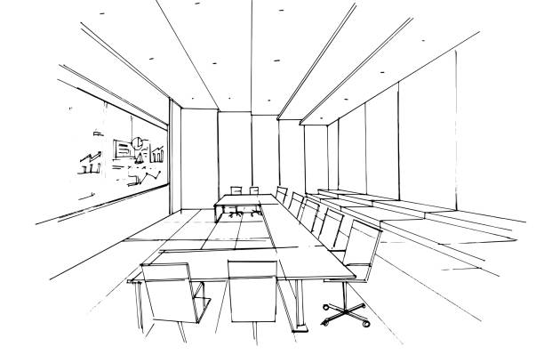 istock Meeting room space in the office sketch drawing,Modern design,vector,2d illustration 1397156787