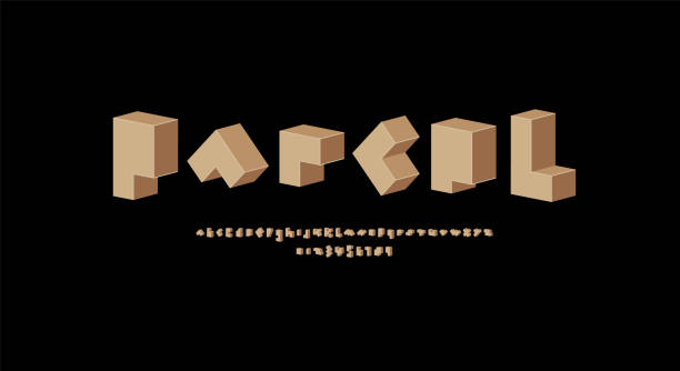 ilustrações de stock, clip art, desenhos animados e ícones de 3d font, alphabet made in paper style - letter j block toy alphabet