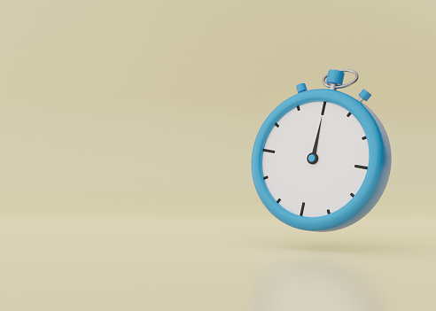 Blue Stopwatch Timer Sports Clock.  Stop Watch 3d illustration render