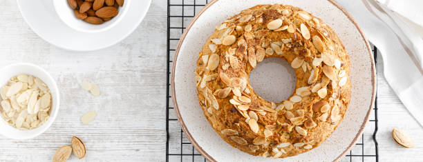 istock French almond cake with nuts. Top view, overhead 1397159794