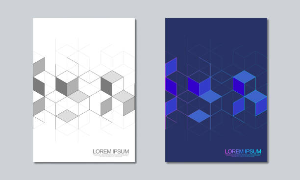 Abstract geometric covers and brochures with isometric vector blocks, polygon shape pattern Abstract geometric covers and brochures with isometric vector blocks, polygon shape pattern. 物の形 stock illustrations