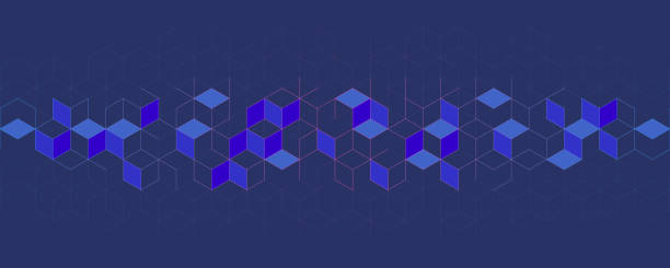 Abstract geometric background with isometric digital blocks. Blockchain concept and modern technology Abstract geometric background with isometric digital blocks. Blockchain concept and modern technology. Vector illustration 立方体 stock illustrations