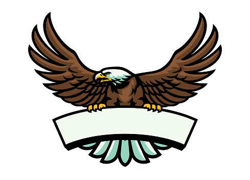 vector of Eagle Mascot Logo Stand on the Blank Sign