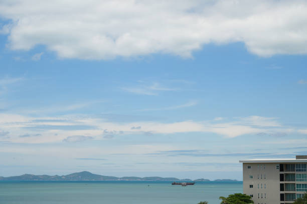 blue sky and sea with town view