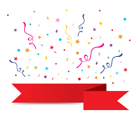 A vector illustration to show red banner in a confetti backgrounds