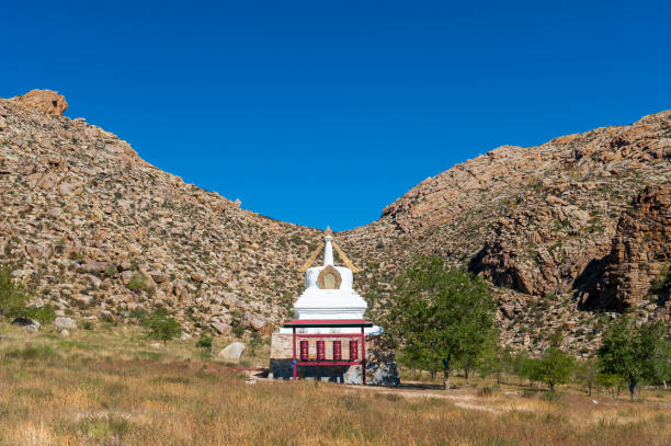 Prayer place with prayer wheels