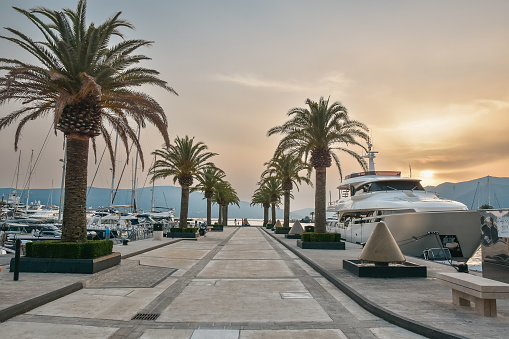 Yacht Porto Montenegro. Elite area of Tivat in Montenegro