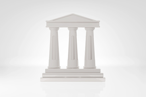 Capital of the ancient Greek Ionic order isolated over white background