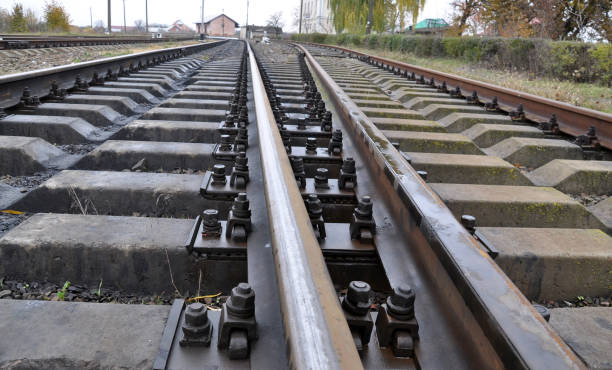 istock Railway with rails and sleepers 1397169156