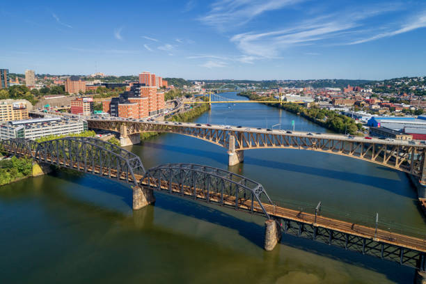 istock Pittsburgh Skyline with Downtown and Business District. Train Bridge and Liberty Bridge. 1397169266