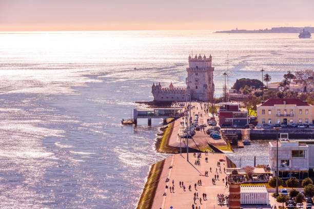 Lisbon, Belem Tower and Tagus River, Portugal stock photo