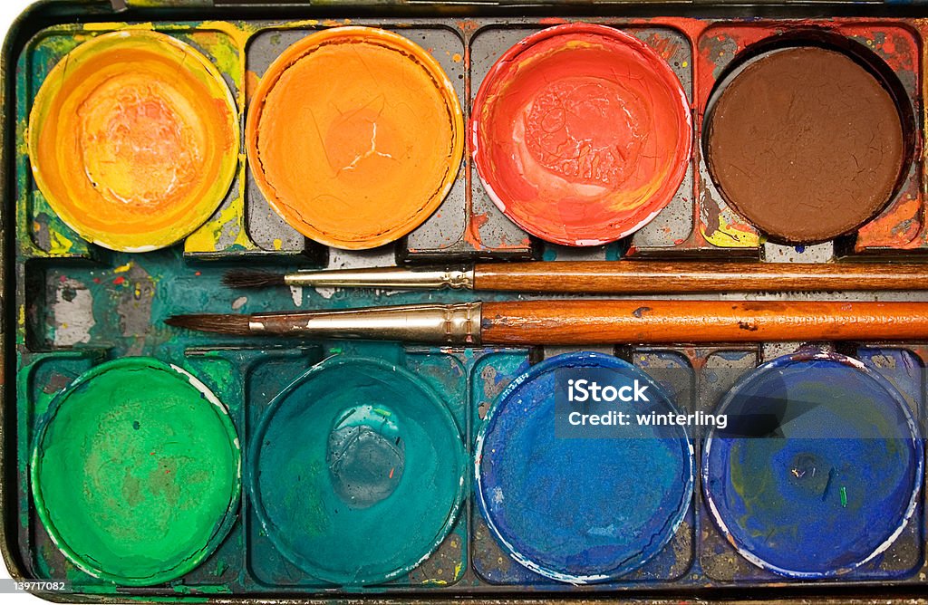 Caixa de Watercolors (vista superior - Royalty-free Aditivo alimentar Foto de stock