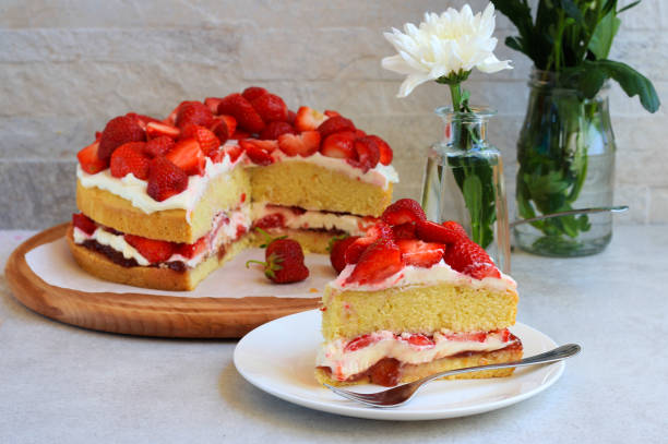 istock Cream and strawberry cake 1397171899