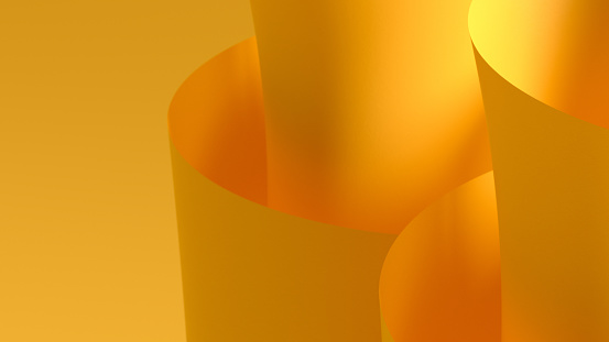 Abstract paper geometric shapes yellow background ,3d render.