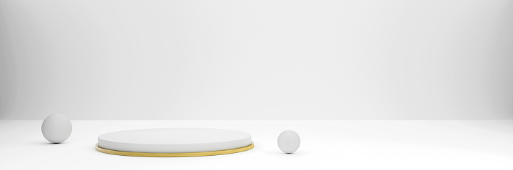 White podium on a white background. 3d rendering