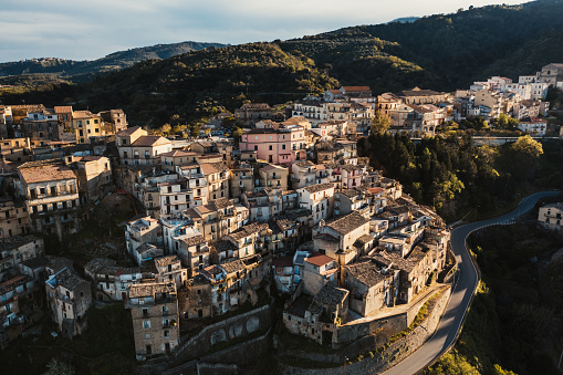 Aerial view of ancient village of Calabria, Italy.