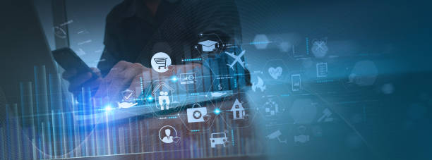 istock Businessman hand working with modern computer and smart phone show vitual innovation insurance online for car, travel, family and life, financial and health insurance. Insurance concept. 1397174648