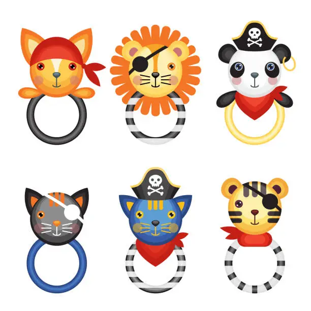 Vector illustration of A set of pirate beanbag toys.