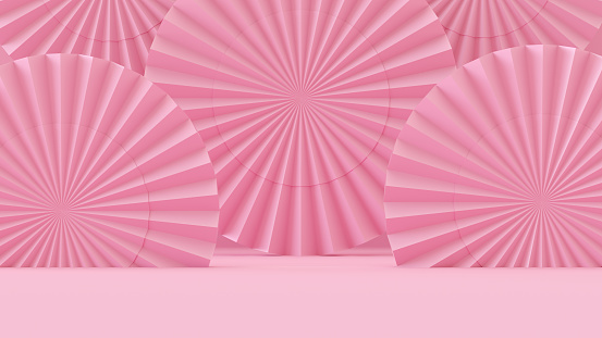 Pink background with white abstract monograms, illustration. Abstract lines on a light background backdrop.