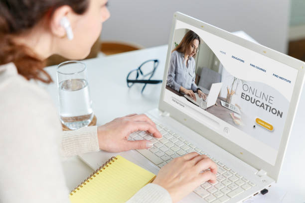 istock Young woman using online education website 1397177261