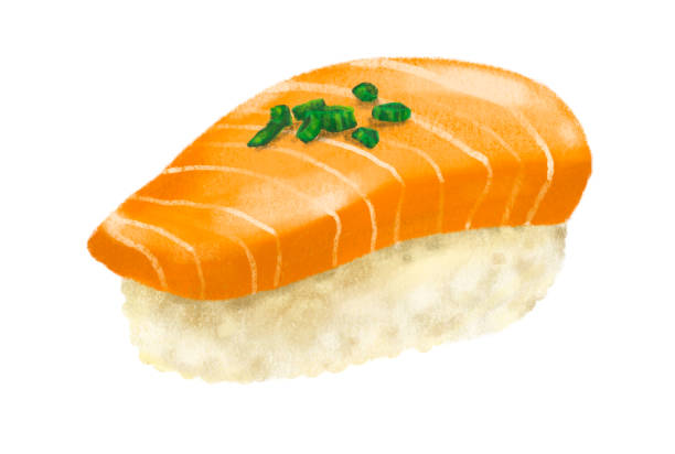 istock Hand drawing Japanese food sushi salmon sashimi nigiri 1397177632