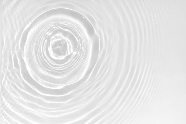 istock Water texture with sun reflections on the water overlay effect for photo or mockup. Organic light gray drop shadow caustic effect with wave and water circle refraction of light. Banner with copy space 1397183521