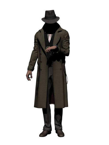 istock Vintage Detective with trench coat and Fedora Hat 1397185808