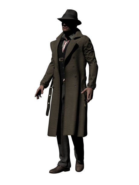 istock Vintage Detective with trench coat and Fedora Hat 1397186363